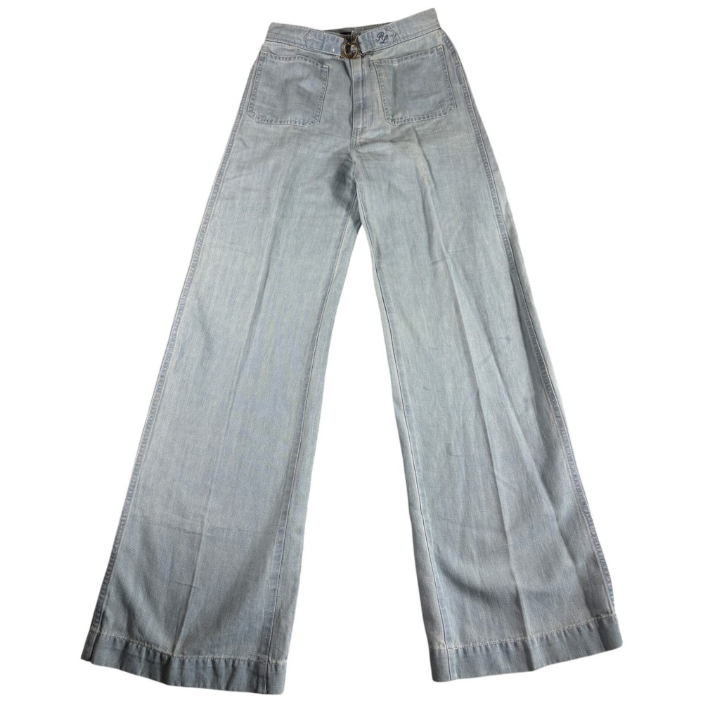 Vintage Polo Ralph Lauren Jeans Women's 26R Blue Light Washed Wide Leg Premium